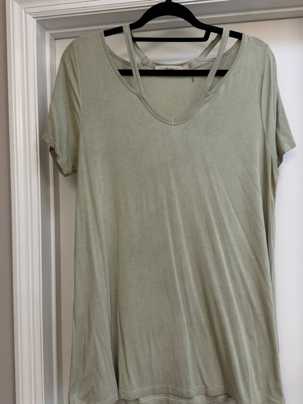 ANDREE BY UNIT Light Sage Green V-Neck Tunic with Strappy Back
